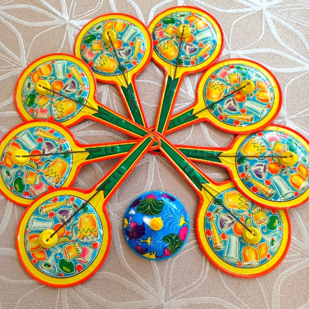 9 Vintage Tin Clappers